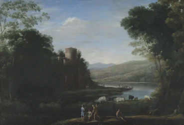 Rivierlandschap met Herders