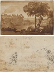Uitzicht op de Acqua Acetosa (recto); David en Goliath (verso)