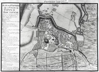 Fol.105 Kaart van de stad Tonnay-Boutonne, uit Recueil des Plans de Saintonge