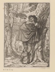 James Howell tegen een boom geleund Titelpagina voor: James Howell, Dendrologie (...), 1641