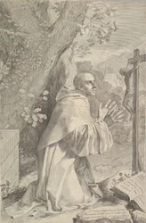 St. Bernard knielt voor een kruisbeeld, ca. 1655