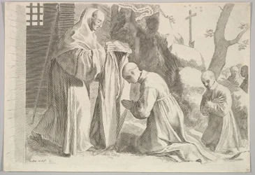 Sint Bernard Ontvangt een Monnikspij