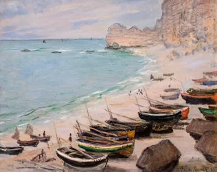 Boten op het strand van Etretat