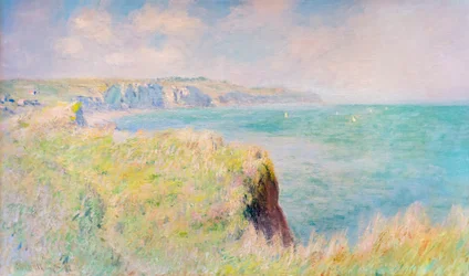Kliffen en zeilboten bij Pourville