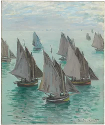 Vissersboten, kalme zee, 1868
