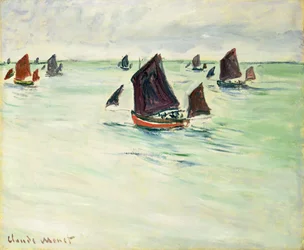 Vissersboten bij het grote Pourville, 1882