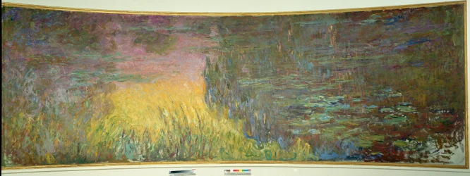 Waterlelies, ondergaande zon, 1914-1926. Tweeluik van 2 x 3 m per deel. Parijs. Musée de l