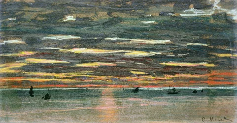 Zonsondergang boven de zee