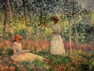 Suzanne lezend en Blanche schilderend