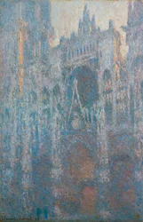Het portaal van de kathedraal van Rouen in ochtendlicht