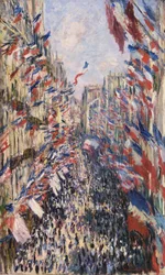 De Rue Montorgueil in Parijs. Viering van 30 juni 1878