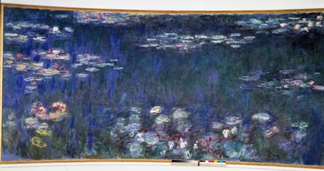 De waterlelies, groene reflecties. Diptiek linker deel