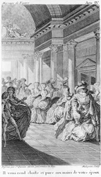 Le mariage de Figaro de Beaumarchais, act IV. tekening door St. Quentin, gravure door Malapeau