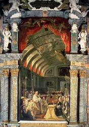 Heilige Communie van Karel II (1661-1700) en zijn Hof, 1690