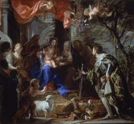 De Maagd en het Kind aanbeden door Sint Lodewijk, Koning van Frankrijk, c.1665