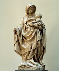 Maagd met druif Beeld toegeschreven aan Claus de Werve (1380-1439) van de School van Claus Sluter