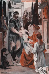 Hector en Andromaque afscheid. Illustratie door Clement Gontier (1876-1918) voor Homere