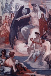 De verdediging van Jupiter om de Trojanen of Grieken te redden. Illustratie door Clement Gontier (1876-1918) voor Homeros