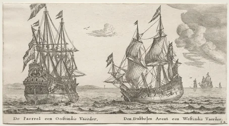 Verschillende schepen en uitzichten van Amsterdam (Verscheÿde Schepen en Gesichten van Amstelredam), Deel II: De Parel en Oost-Indiëvaarder, De Dubbele Adelaar, een West-Indiëvaarder
