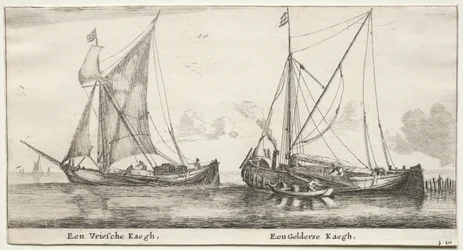 Verschillende Schepen en Zichten van Amsterdam, Deel II: Een Friese Bilander. Een Geldersche Bilander
