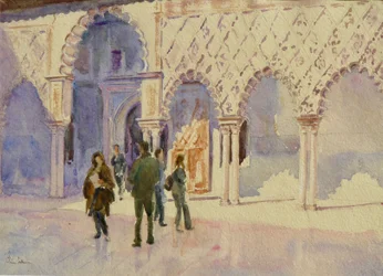 Alcazar, binnenplaats van de maagden, 2002 (aquarel)