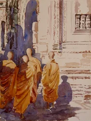 Bayon pm - de monniken passegiata, 2000 (aquarel)