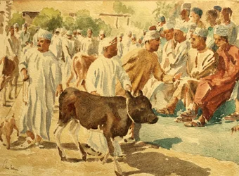 Veemarkt, Nizwa, Oman (1), 2018 (aquarel)
