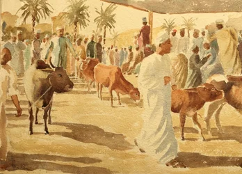 Veemarkt, Nizwa, Oman (2), 2018 (aquarel)