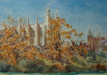 College Kapel - herfstbladeren, 2010 (aquarel)