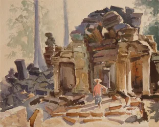 Ingang tot Ta Promh - vroege ochtend, 2000 (aquarel)