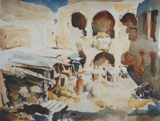 Fondouk des Peaussiers, Fez, 2000 (watercolor)