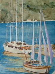 Large yachts - Korçula, 2010 (watercolor)