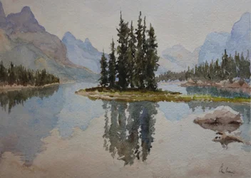Spirit Island, Maligne Lake (1), 2016 (aquarel)