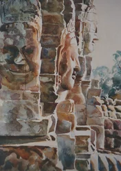 De Bajon: Vroege ochtend - Gelijkmoedigheid en liefdevolle vriendelijkheid (West  Zuid), 2000 (aquarel)