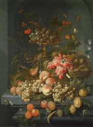 Stilleven van fruit op een richel