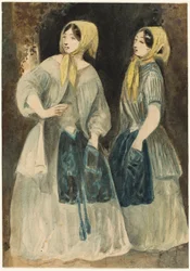 Twee vrouwen met gele hoofddoeken