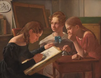 Drie jonge meisjes. De zussen van de kunstenaar: Alvilde, Ida en Henriette