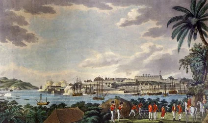 Noordoostelijke Aanblik van Fort Louis, Martinique, gegraveerd door Samuel Alken (1750-1815) 1796