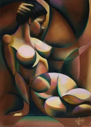 Contemplatieve abstracte vrouw