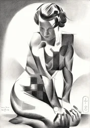 Contemplatief Art Deco-beeldje
