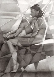 Contemplatieve kubistische figuur