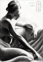 Contemplatieve vrouwelijke figuur