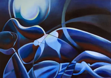 Blauw figuur in het maanlicht