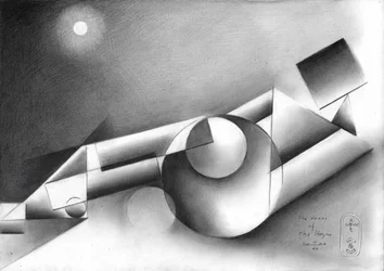 Geometrische compositie bij maanlicht