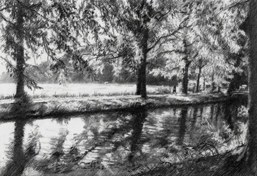 Vredige weerspiegelingen op de rivier