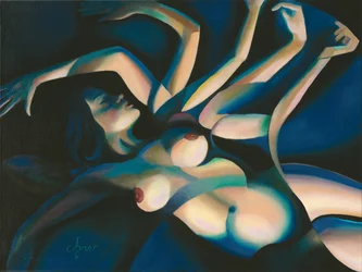 Sensuele blauwe vrouw