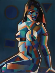Levendige kubistische figuur