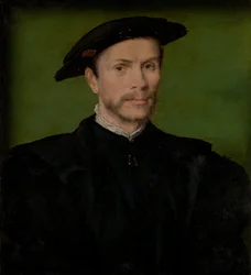 Portret van een Bebaarde Man in Zwart