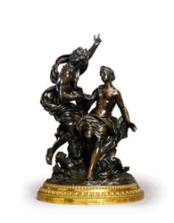 Een Louis XIV bronzen groep die Bacchus en Ariadne vertegenwoordigt, ca. 1704
