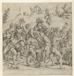 Triomf van Bacchus, midden plaat